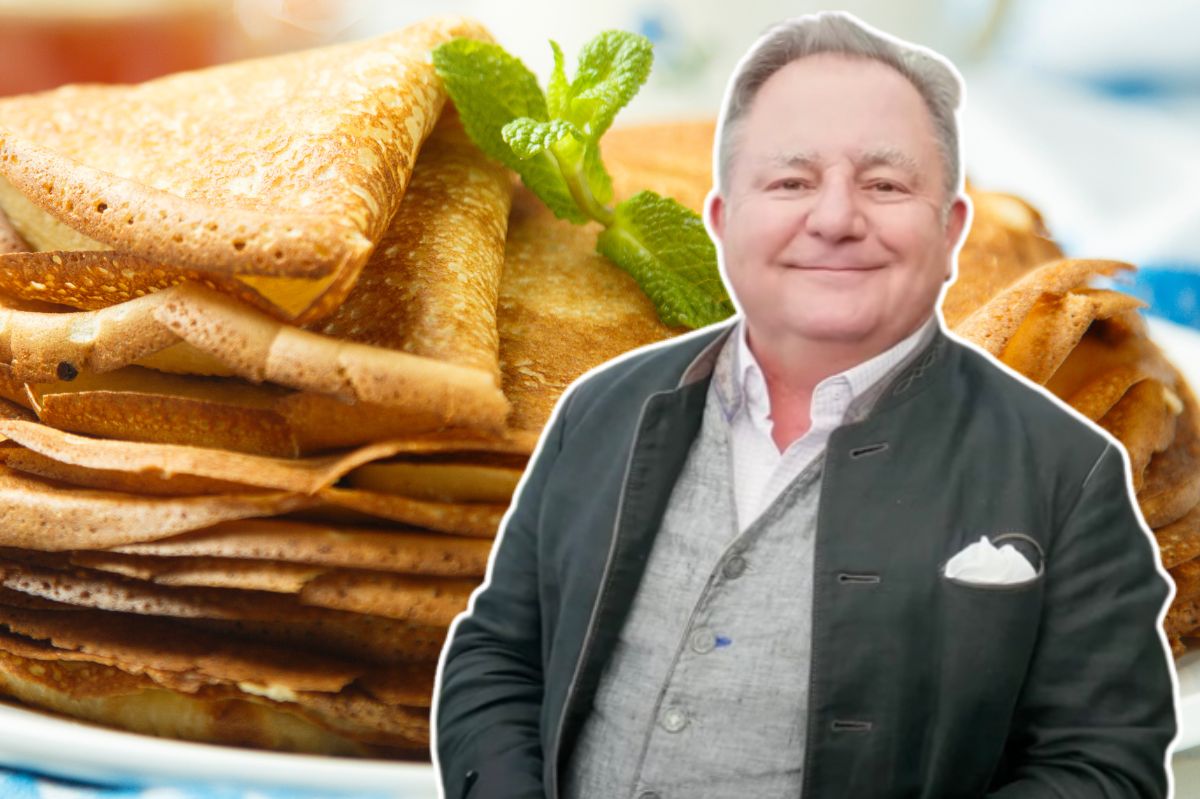 Makłowicz dodaje jedną szklankę do ciasta. Naleśniki są delikatne, ale elastyczne i się nie rwą