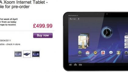 Przedsprzedaż Motoroli Xoom na Wyspach - ile trzeba zapłacić? 1