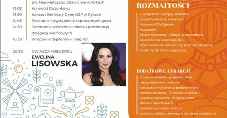 Dożynki Gminy Ryki 2021. Gwiazdą wieczoru Ewelina Lisowska