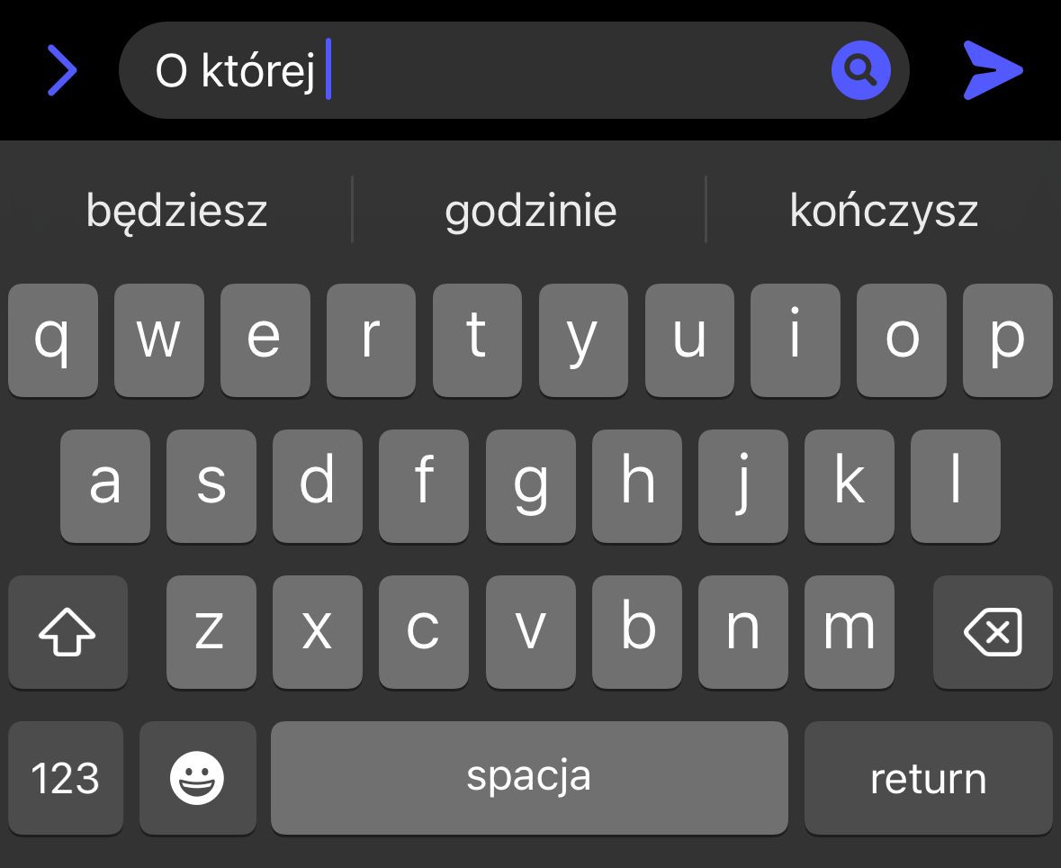 Przewidywanie słów w iOS 17