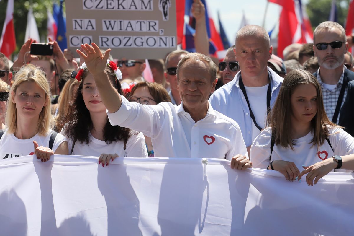 "Próbują obalać rząd". PiS atakuje Tuska i Wałęsę