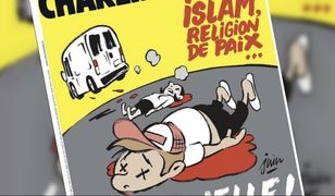 "Islam religią pokoju... wiecznego". Szokująca okładka "Charlie Hebdo"