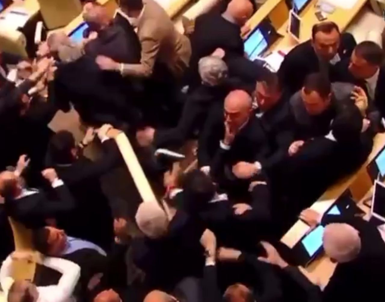 MP brawl. There was a fistfight in the Georgian parliament.