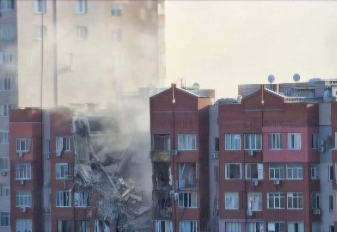 Russian missile strike devastates nine-storey residential building