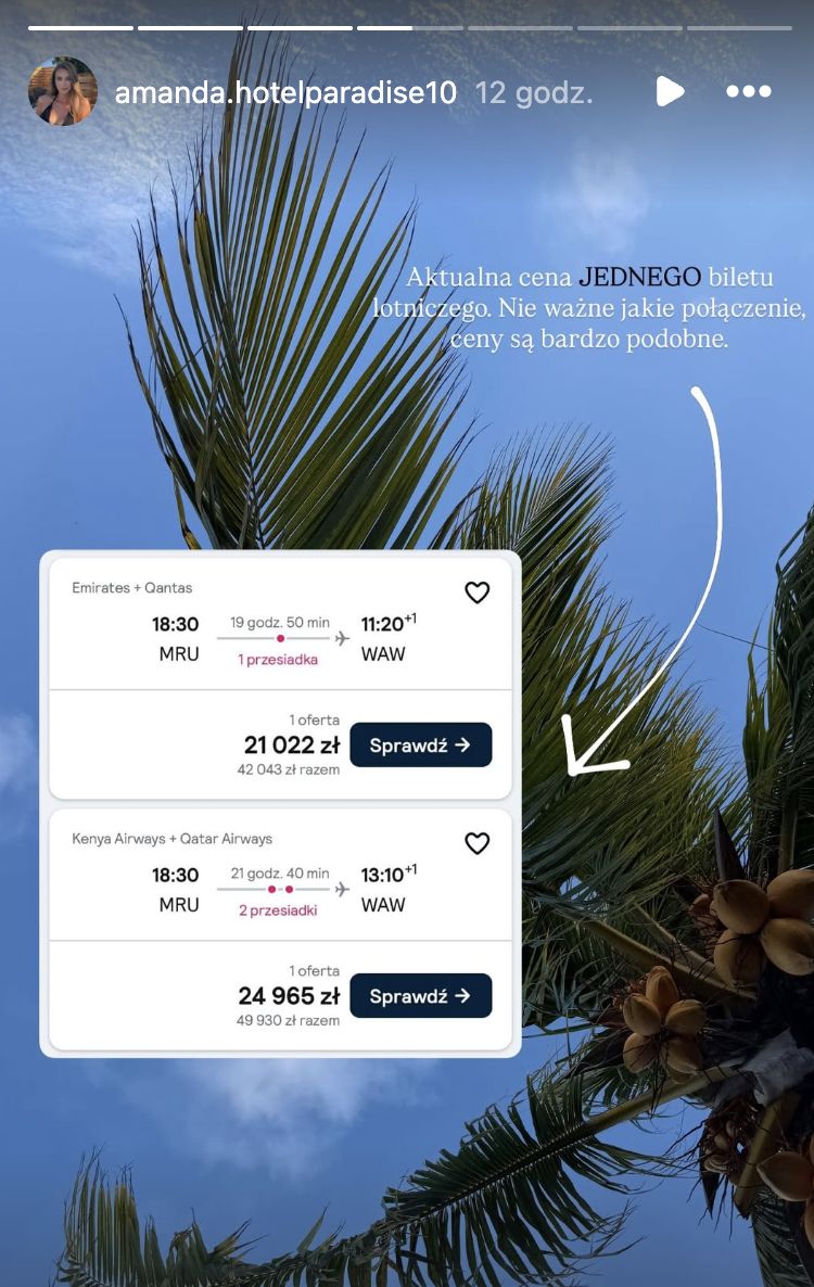 Amanda Mikołajczak pokazała ceny biletów lotniczych
