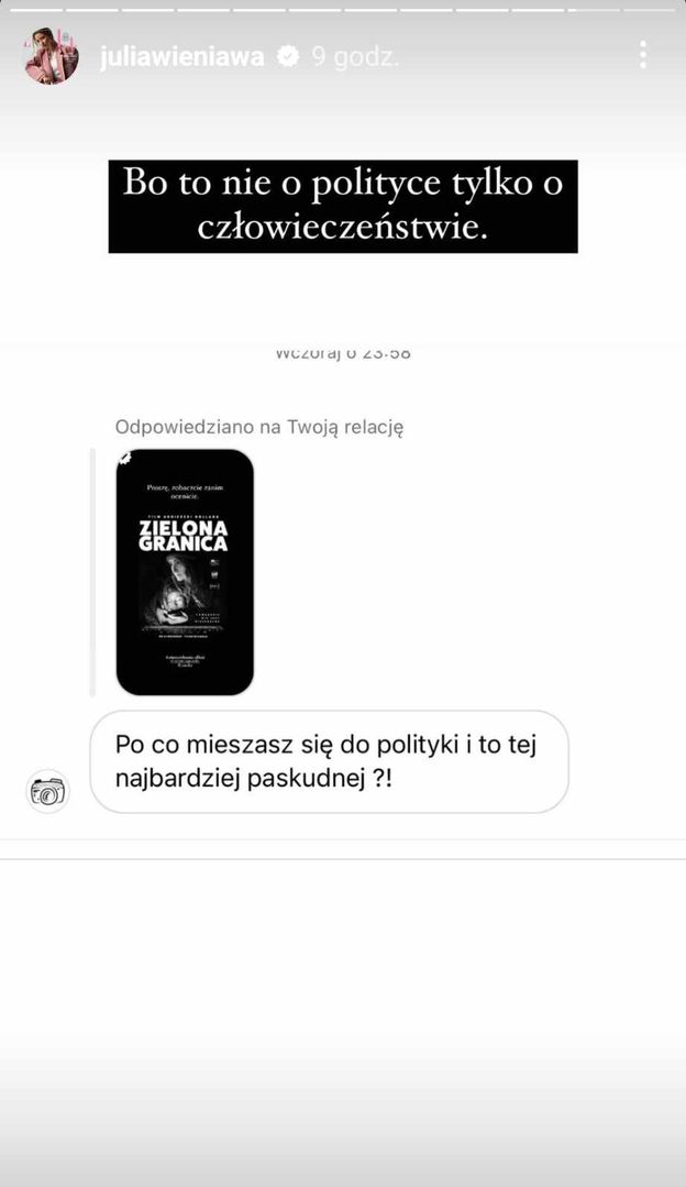 Julia Wieniawa zabrała głos w sprawie "Zielonej Granicy". Wylały się na nią pomyje: "PO CO SIĘ MIESZASZ?!". ZAREAGOWAŁA