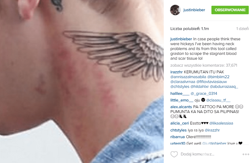 Nowy tatuaż Justina Biebera
