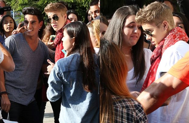 Justin Bieber rozdaje autografy! Z OCHRONIARZAMI (ZDJĘCIA)