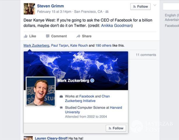 Mark Zuckerberg odpowiedział Kanye Westowi