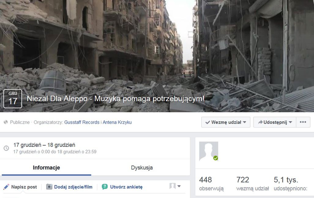 Pospolite ruszenie - nawet na Facebooku można pomóc Aleppo