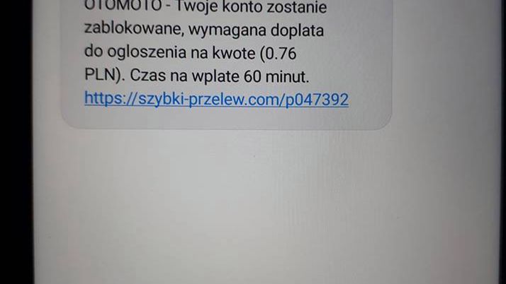 SMS od oszustów - podszywają się pod OTOMOTO