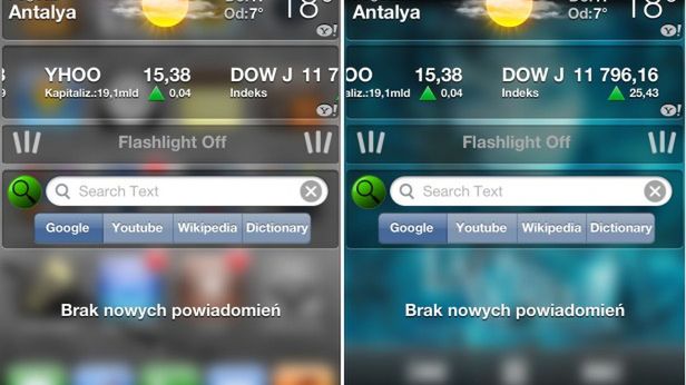 Półprzeźroczyste centrum powiadomień iOS 5 1