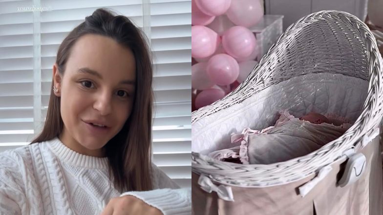 Paulina Rzeźniczak chwali się wiklinowym łóżeczkiem Antosi
