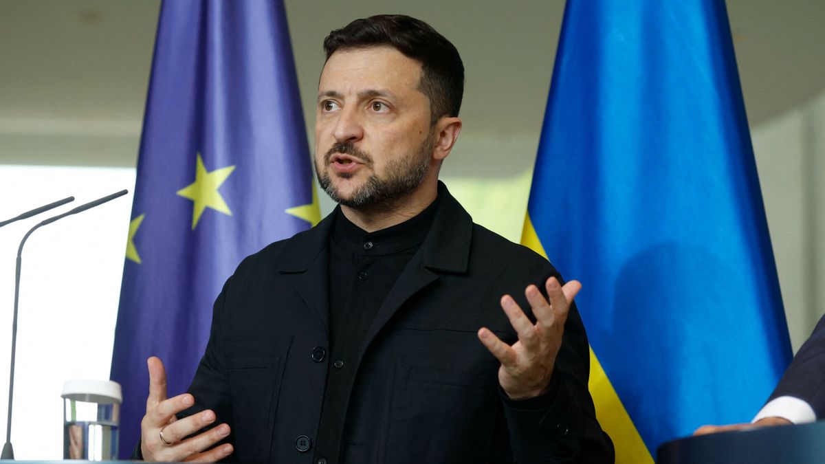 Wo?odymyr Zelenski z wizyt? w  Berlinie
Ukrainian President Volodymyr Zelensky gives a joint press conference with the German Chancellor at the Chancellery in Berlin on May 28, 2025. (Photo by Odd ANDERSEN / AFP)
ODD ANDERSEN