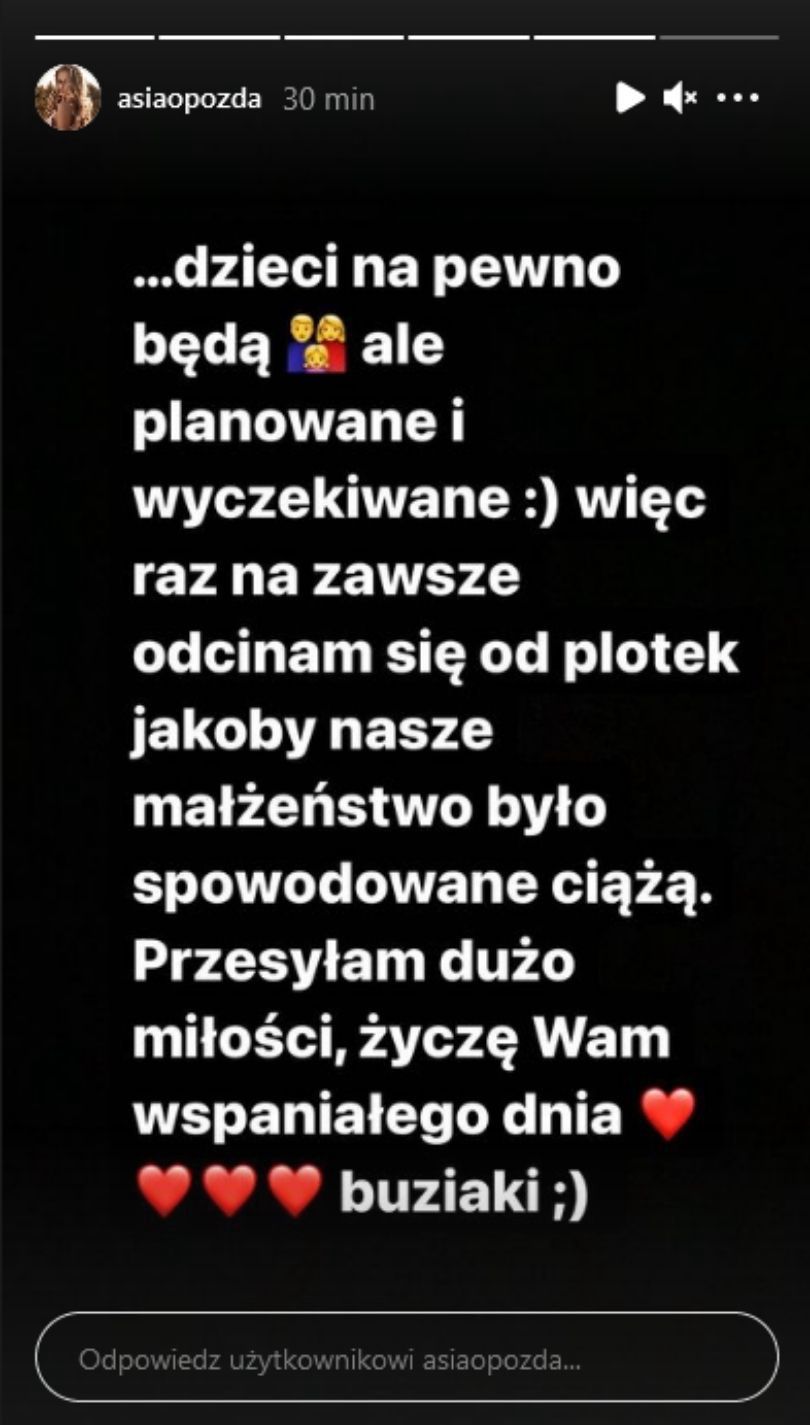 Joanna Opozda zapewnia, że ciąża nie była powodem ślubu z Antkiem Królikowskim