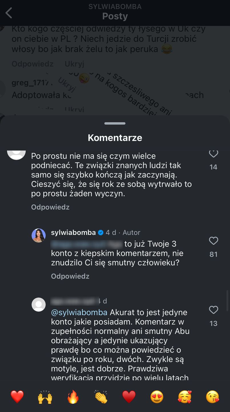 Sylwia Bomba wdała się w dyskusję
 