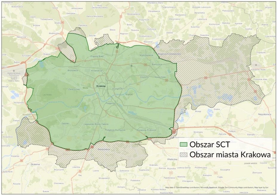 Granice krakowskiej strefy czystego transportu
