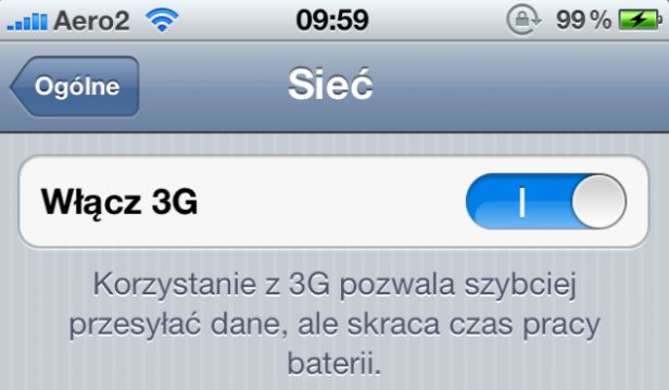 Jak zarządzać aktywnością modułu 3G w iOS-ie 6 beta?