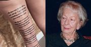Kobieta wytatuowała sobie wiersz Wisławy Szymborskiej NA NODZE! Internauci nie dowierzają: "Oj, będziesz ŻAŁOWAĆ" (WIDEO)