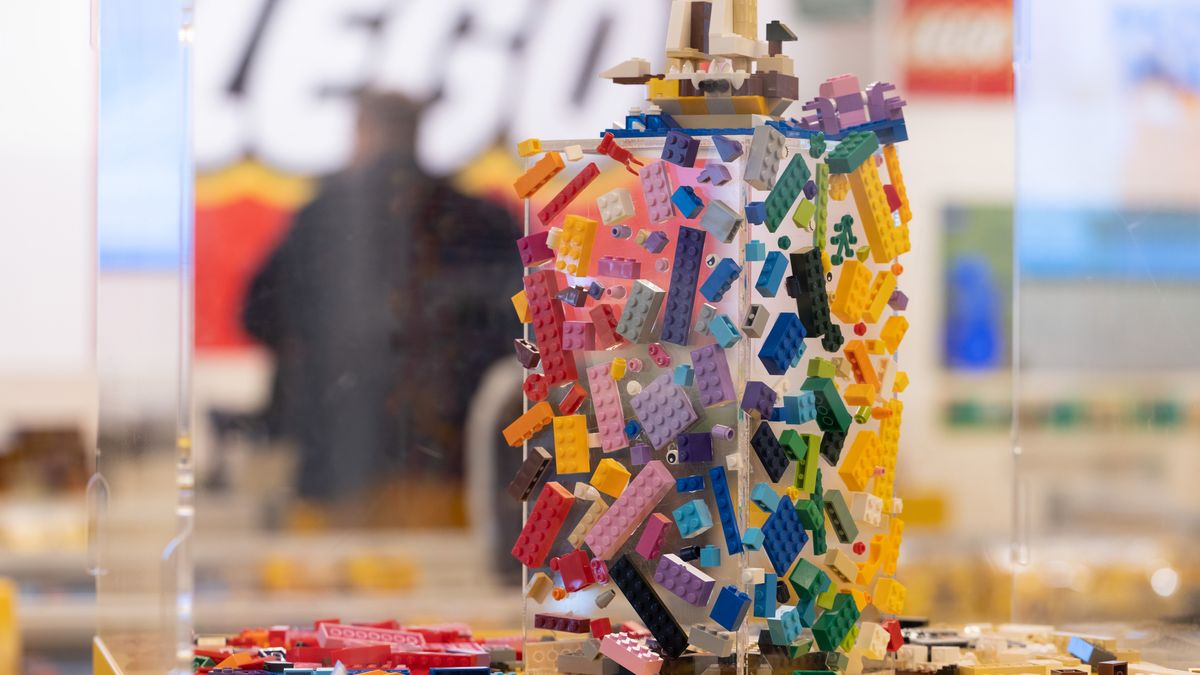 Lego bricks on display at the Lego A/S store in London, U.K., on Monday, March 7, 2022. The Lego Group will report their annual results on Tuesday. Photographer: Jason Alden/Bloomberg via Getty Images