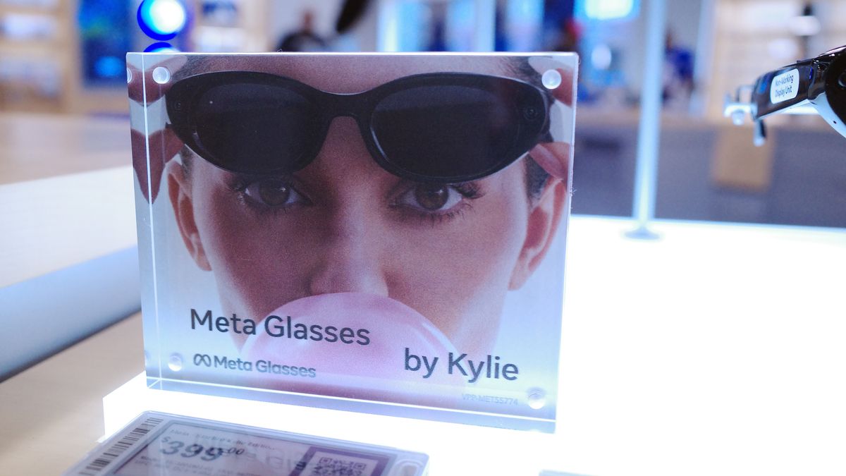 NEW YORK, NEW YORK - AUGUST 10: Meta's Kylie edition glasses on display in an electronic store on August 10, 2026 in Downtown Brooklyn in New York City. Meta announced plans to open source its latest AI model, Muse Spark 1.2, and launch Muse Glimmer, a new family of open-source models designed to run on laptops, as it competes with rivals OpenAI and Anthropic. (Photo by Michael M. Santiago/Getty Images)