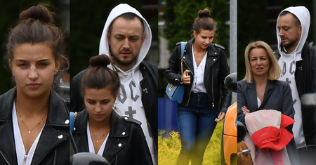 Nieumalowana Julia Wieniawa w naturalnym wydaniu opuszcza hotel z mamą i Baronem (ZDJĘCIA)