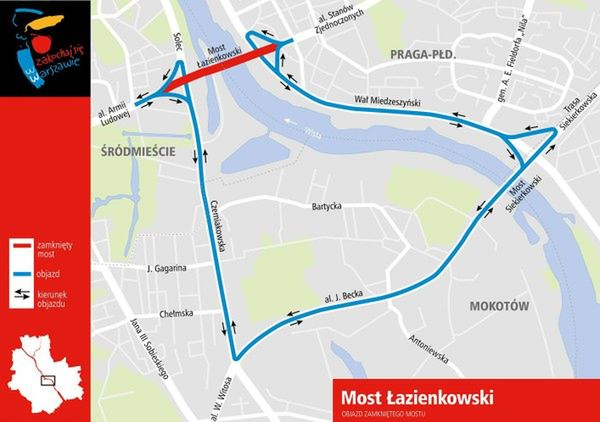 Pożar Mostu Łazienkowskiego. Spore utrudnienia dla kierowców. Miasto przygotowało objazdy