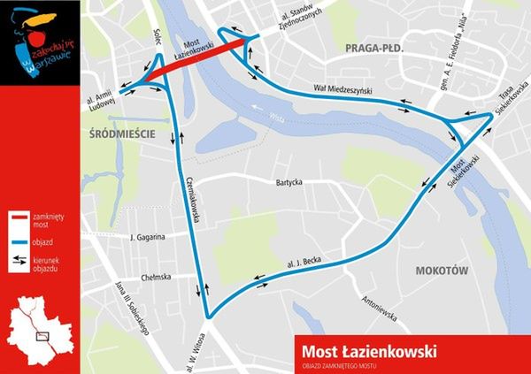 Pożar Mostu Łazienkowskiego. Spore utrudnienia dla kierowców. Miasto przygotowało objazdy