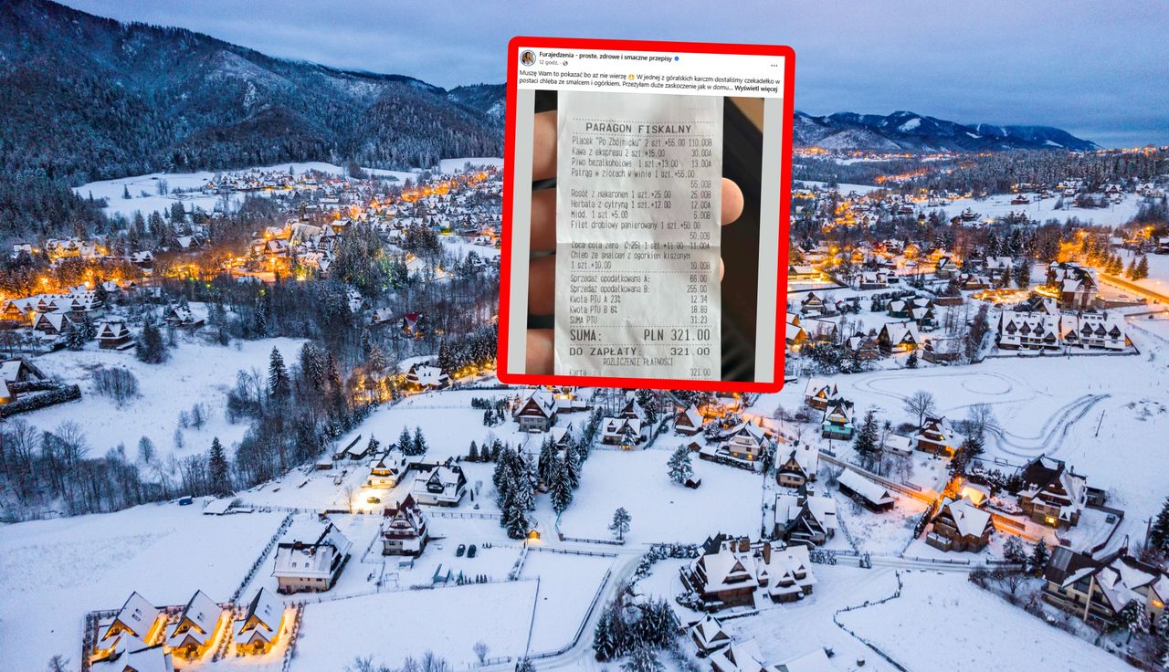 "Aż nie wierzę". Wróciła z góralskiej karczmy. Zdjęcie paragonu