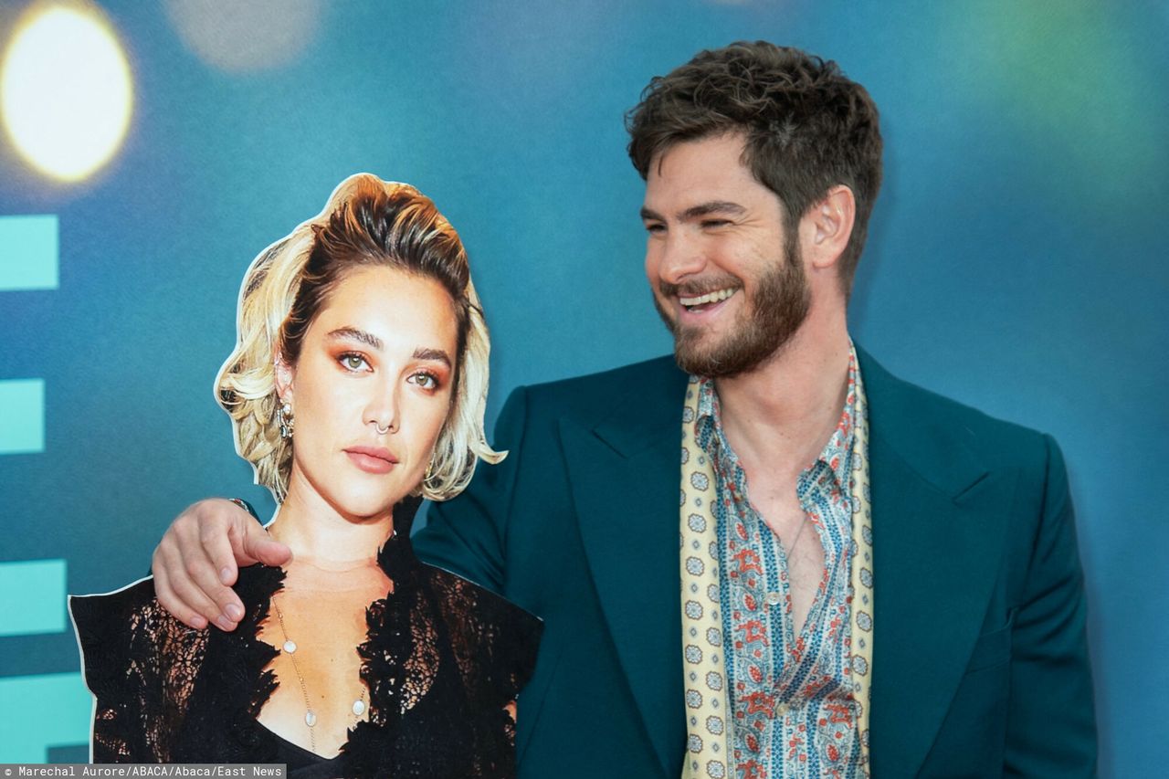 Andrew Garfield steals the show with Florence Pugh cutout