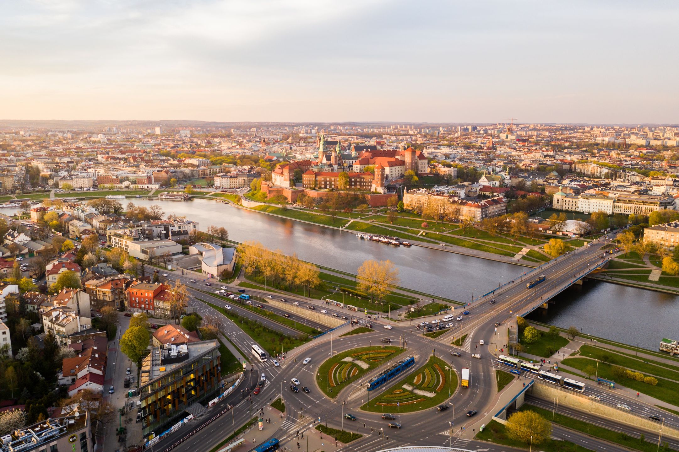 Panorama Krakowa z lotu ptaka