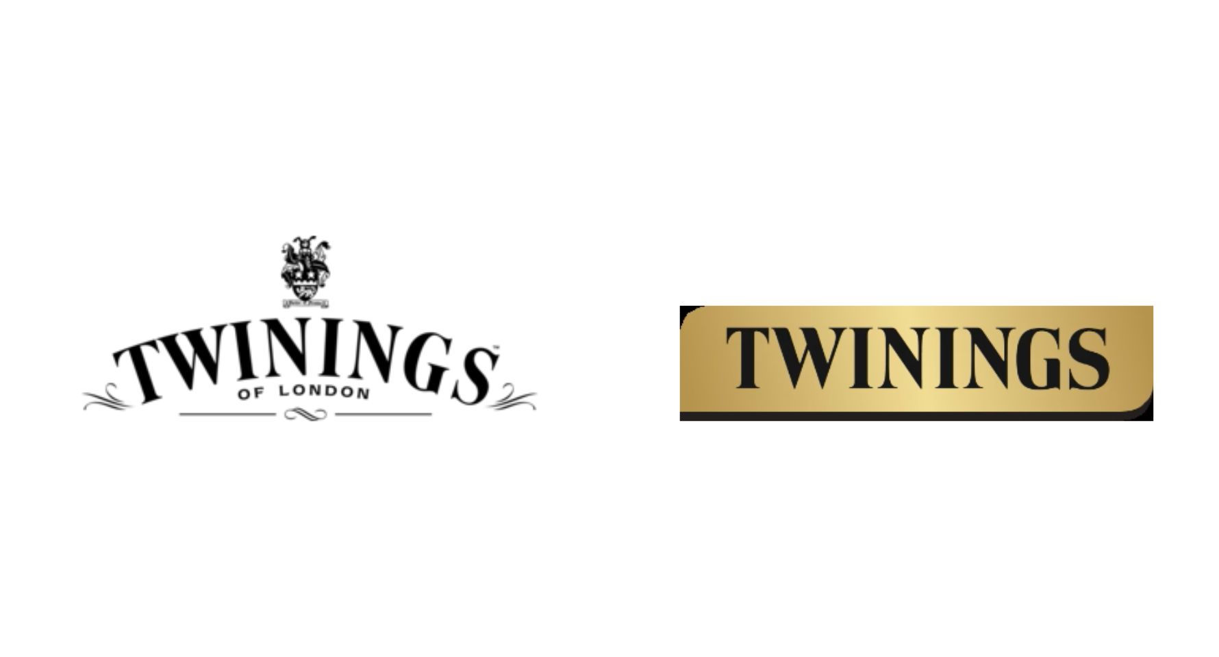 Pierwsze logo marki Twinings (po lewej) i aktualne 