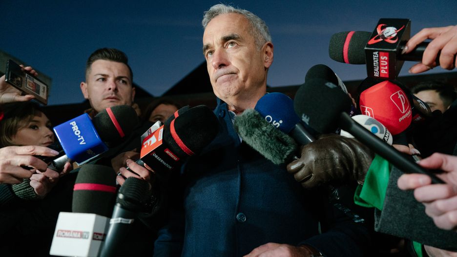 BUCHAREST, ROMANIA - NOVEMBER 26: Romanian presidential candidate Calin Georgescu gives a statement to media in the village of Izvorani on November 26, 2024 on the outskirts of Bucharest, Romania. Calin Georgescu, a far-right, pro-Russia candidate, won a surprise victory in the first round of Romania's presidential election on Sunday. He faces reformist presidential candidate Elana Lasconi in the second and final round of the election runoff on December 8. (Photo by Andrei Pungovschi/Getty Images)