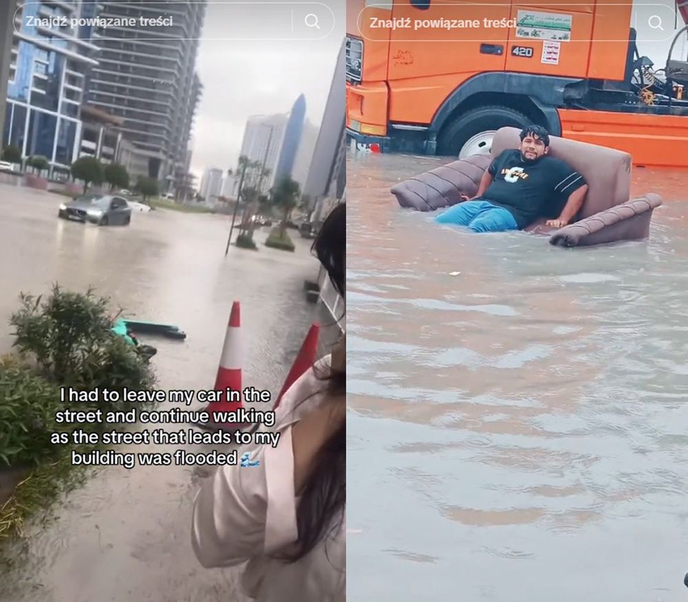 Tiktokerzy relacjonują powódź w Dubaju