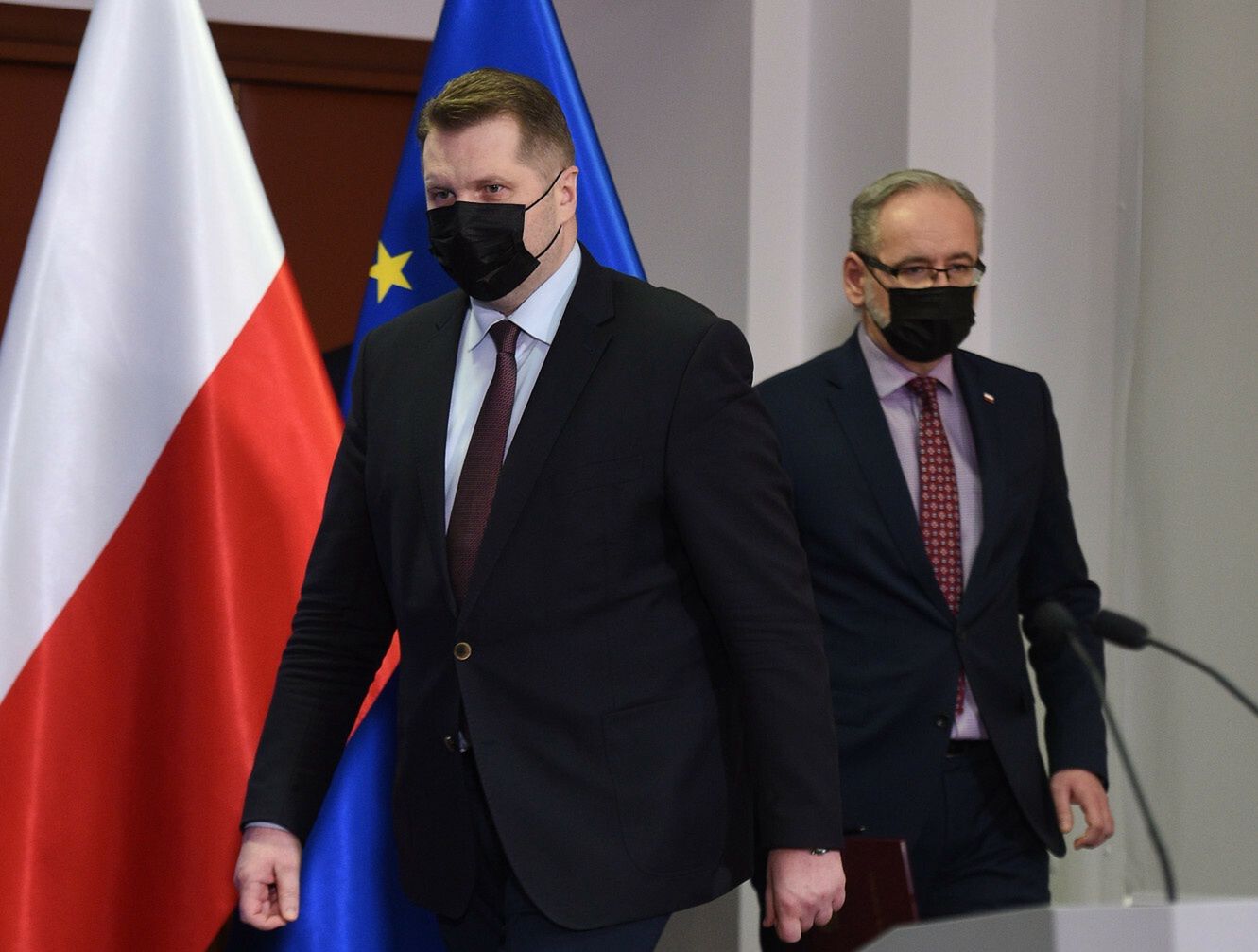 Konferencja prasowa ministr�w zdrowia i edukacji09.02.2022 Warszawa Konferencja ministra zdrowia oraz ministra edukacji  fot. Zbyszek Kaczmarek/REPORTER
n/z: Przemyslaw Czarnek, Adam NiedzielskiZbyszek Kaczmarek/REPORTER