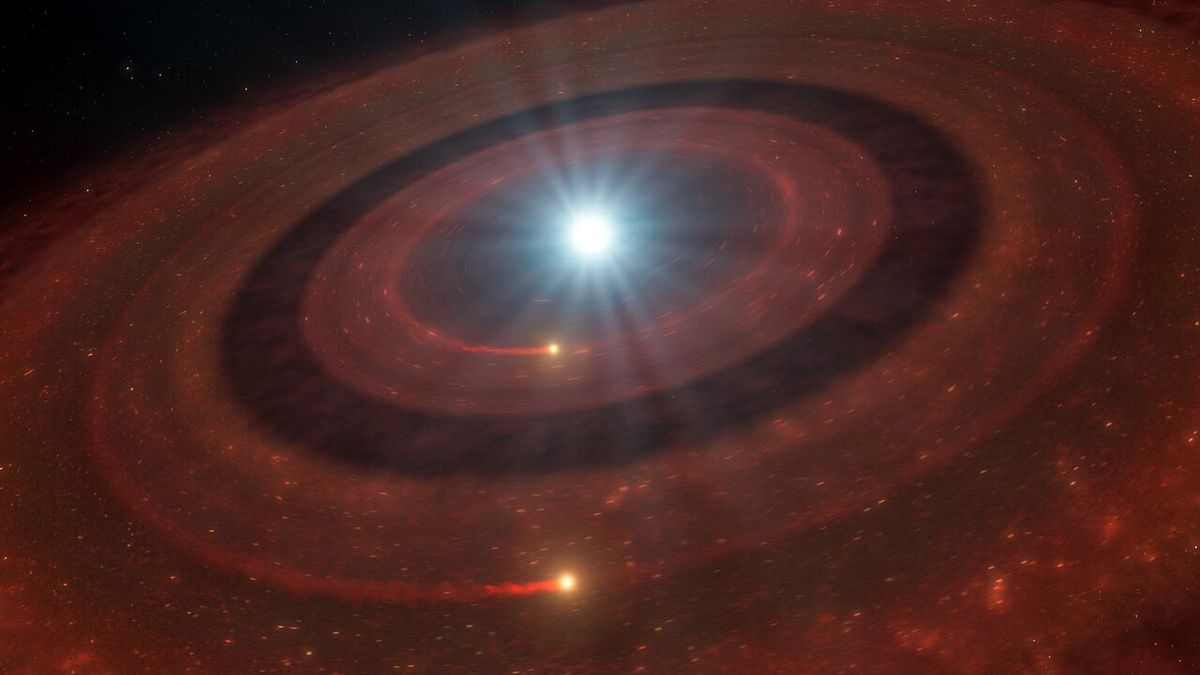 Podwójny dysk wokół białego karła J1328−1450