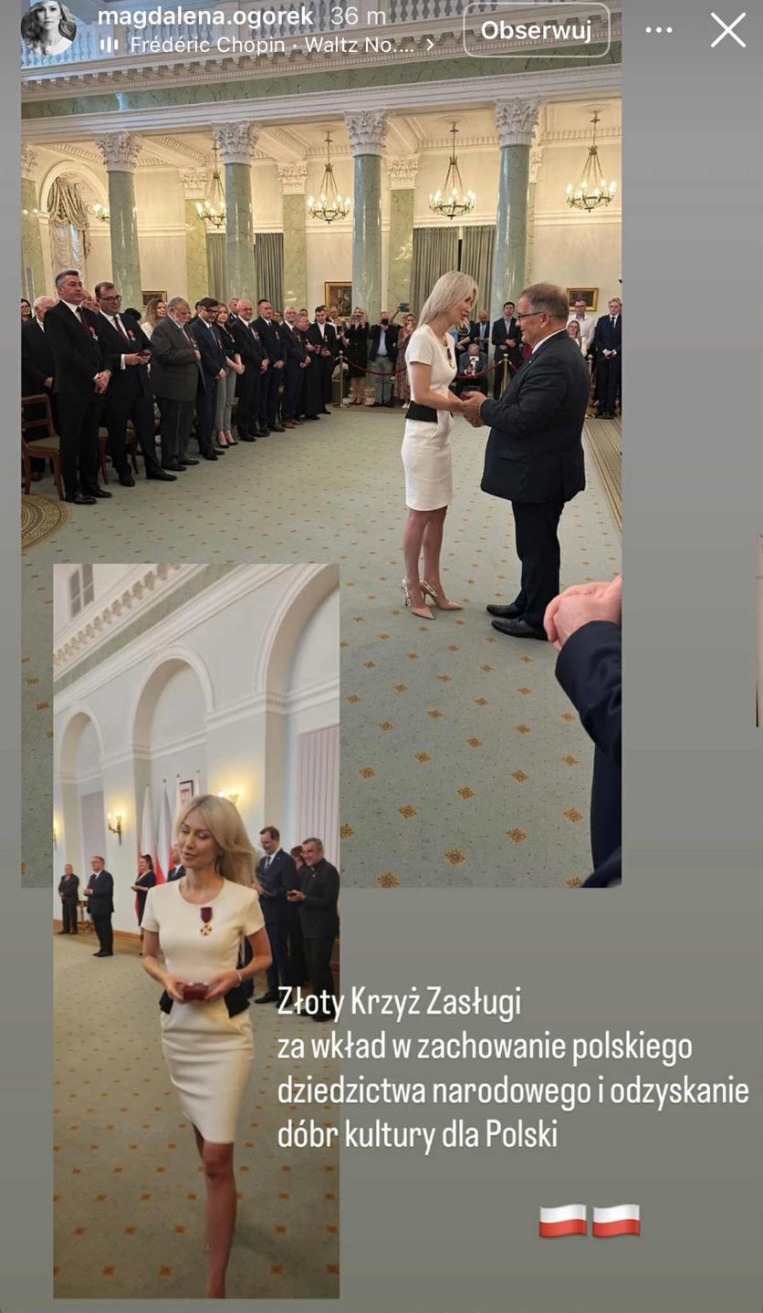 Magdalena Ogórek odznaczona Złotym Krzyżem Zasługi