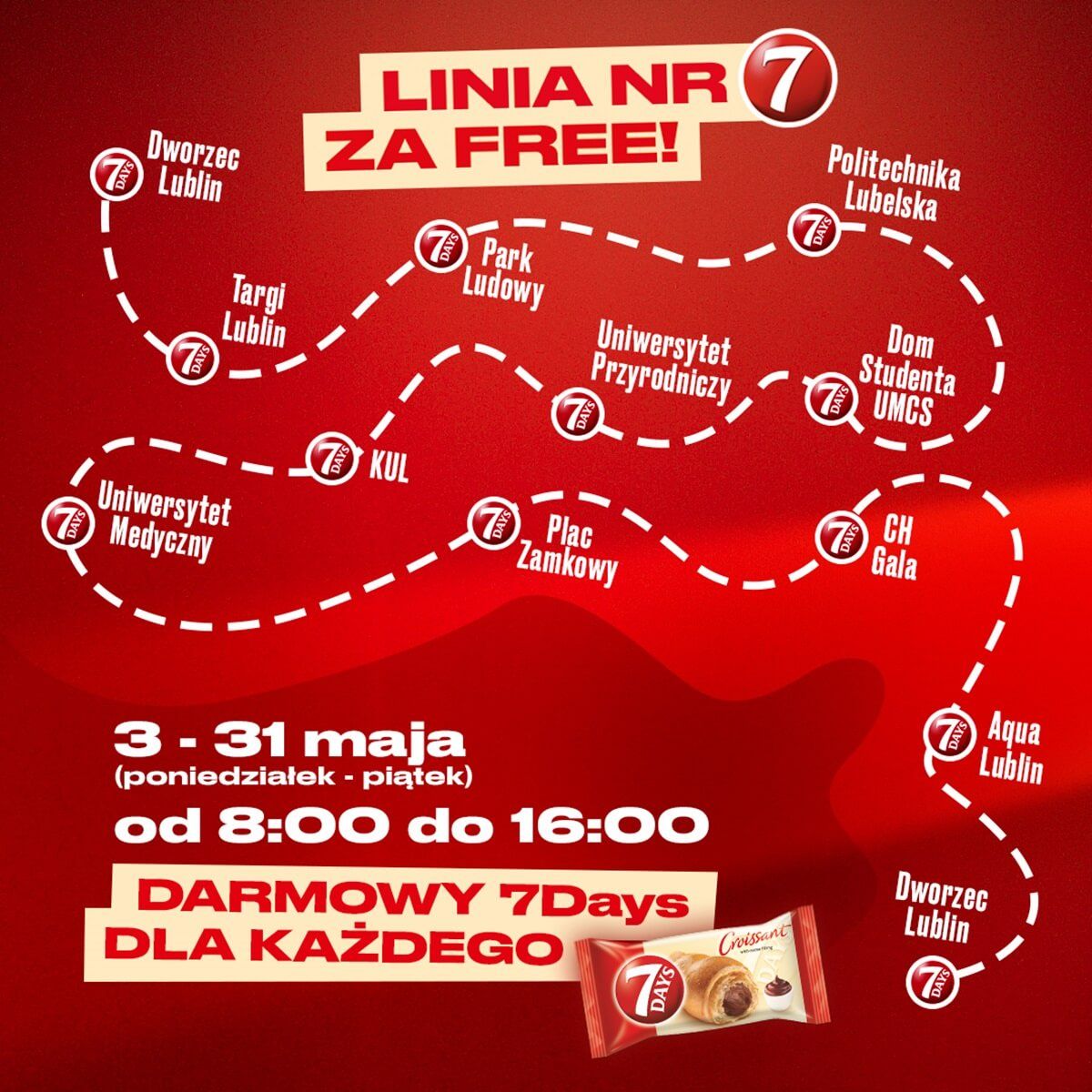 Trasa piętrowego autobusu 7Days w Lublinie