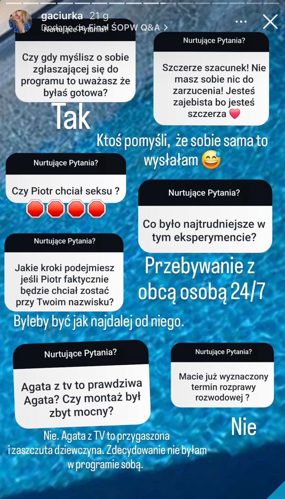 Wpis Agaty Miechowskiej na Instagramie