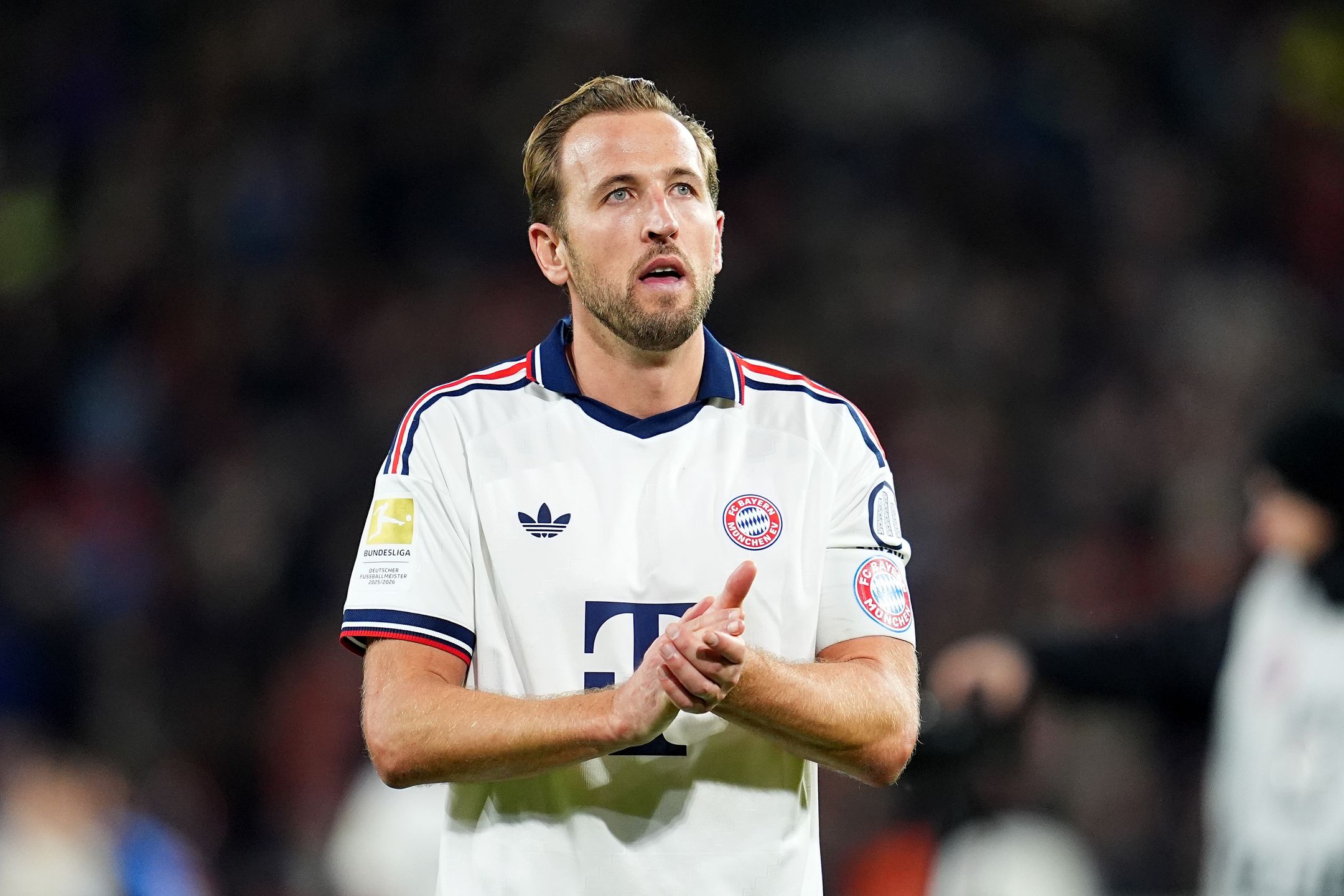 FREIBURG IM BREISGAU, GERMANY - OCTOBER 25: Harry Kane of FC Bayern Munich reacts during the Bundesliga 2026/27 match between Sport-Club Freiburg and FC Bayern München at Europa-Park Stadion on October 25, 2026 in Freiburg im Breisgau, Germany. (Photo by Daniela Porcelli/Getty Images)