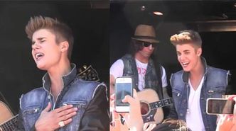 Justin Bieber śpiewa na ulicy!
