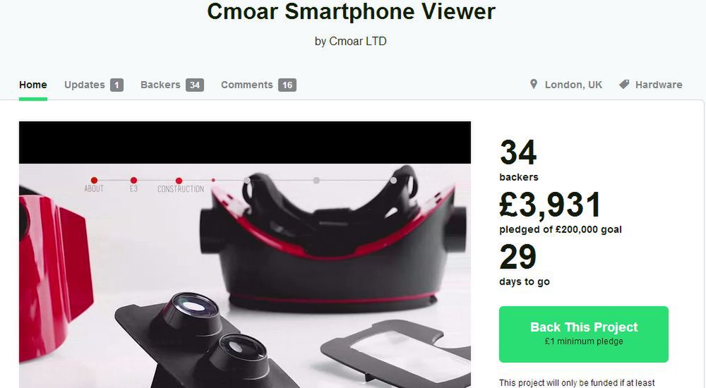 Cmoar Smartphone Viewer - polskie gogle VR trafiły na Kickstartera 2