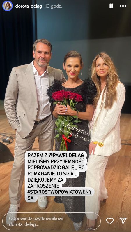 Dorota Deląg z bratem Pawłem oraz Olgą Bończyk