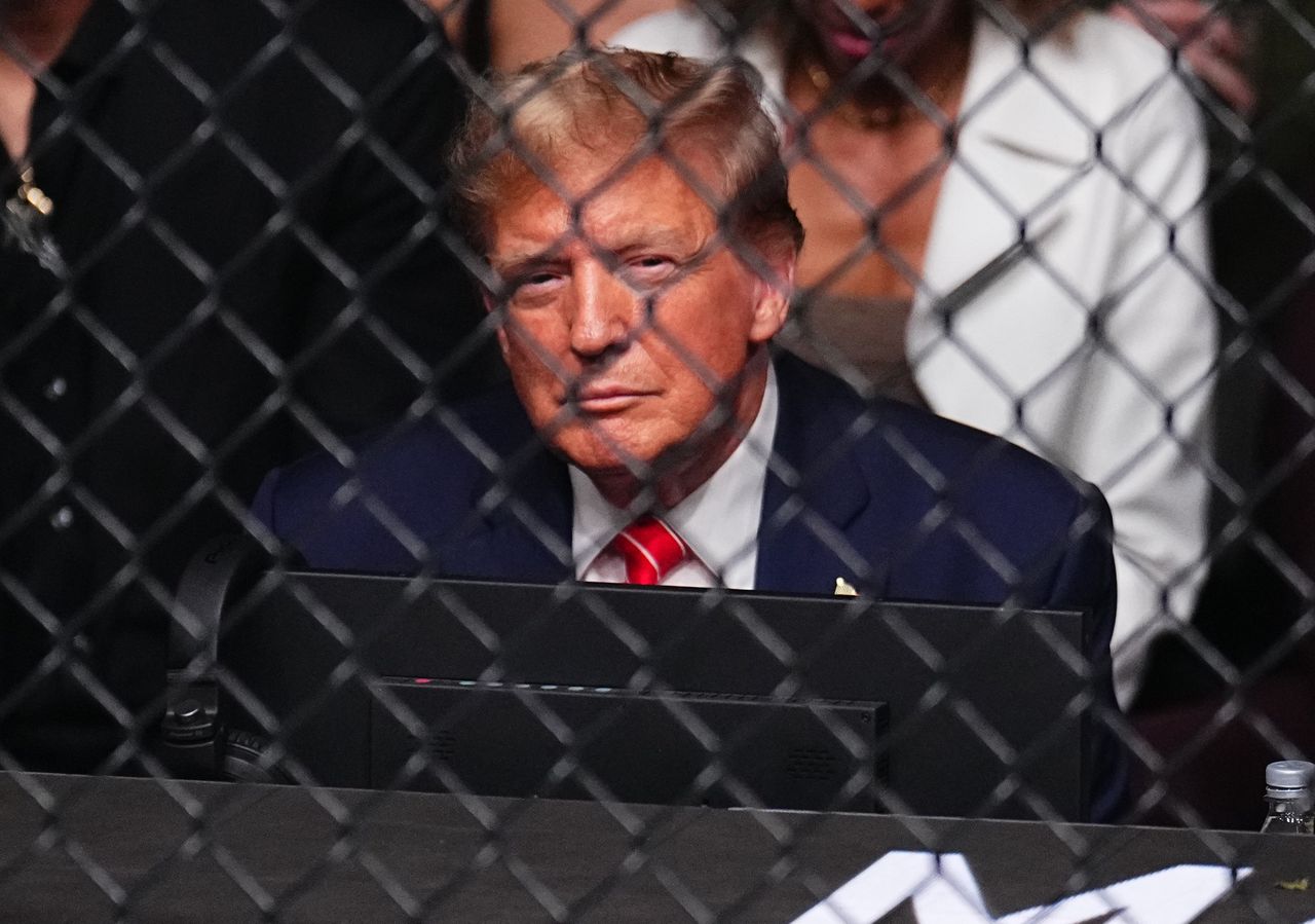 MIAMI, FLORIDA - MARCH 09: Former President of the United States Donald Trump is seen in attendance during the UFC 299 event at Kaseya Center on March 09, 2024 in Miami, Florida. (Photo by Chris Unger/Zuffa LLC via Getty Images)