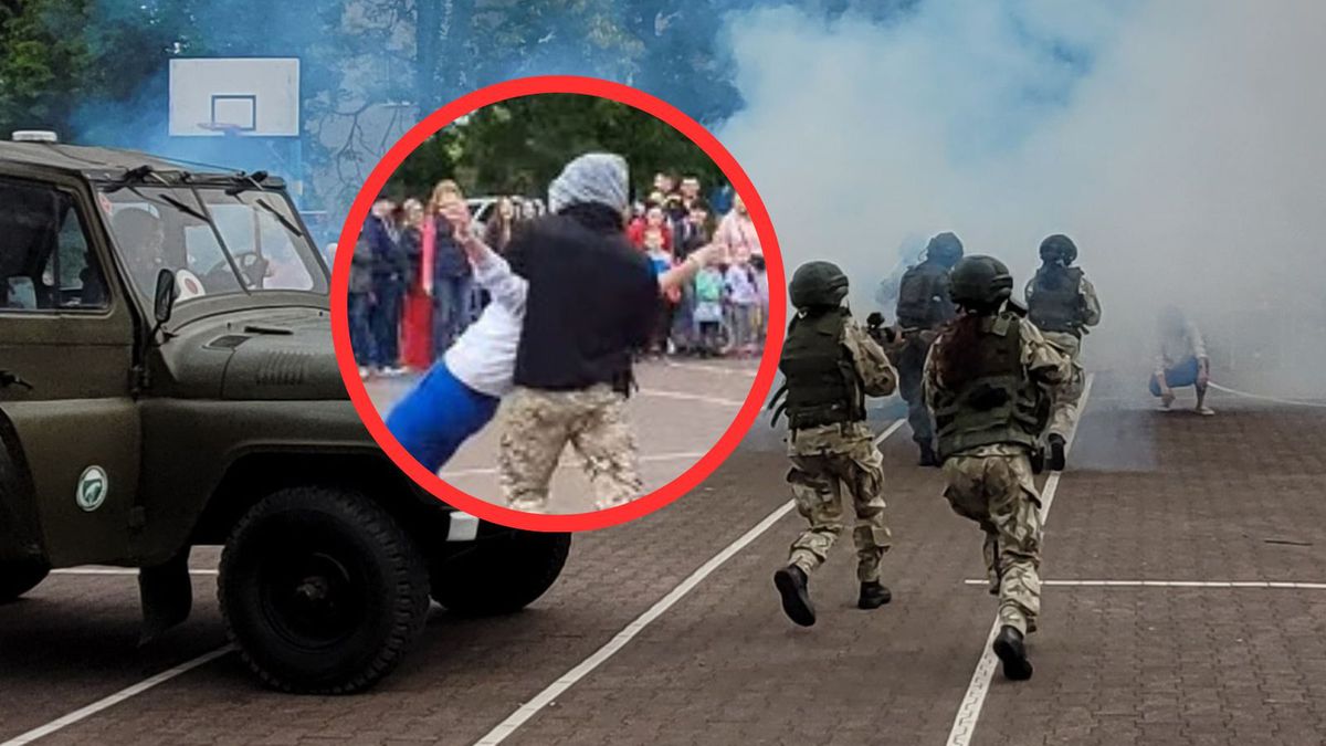 Arab porywający kobietę. Burza po rekonstrukcji w szkole