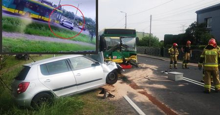 21-latek z impetem wjechał w autobus. Wypadek na Śląsku nagrała kamera