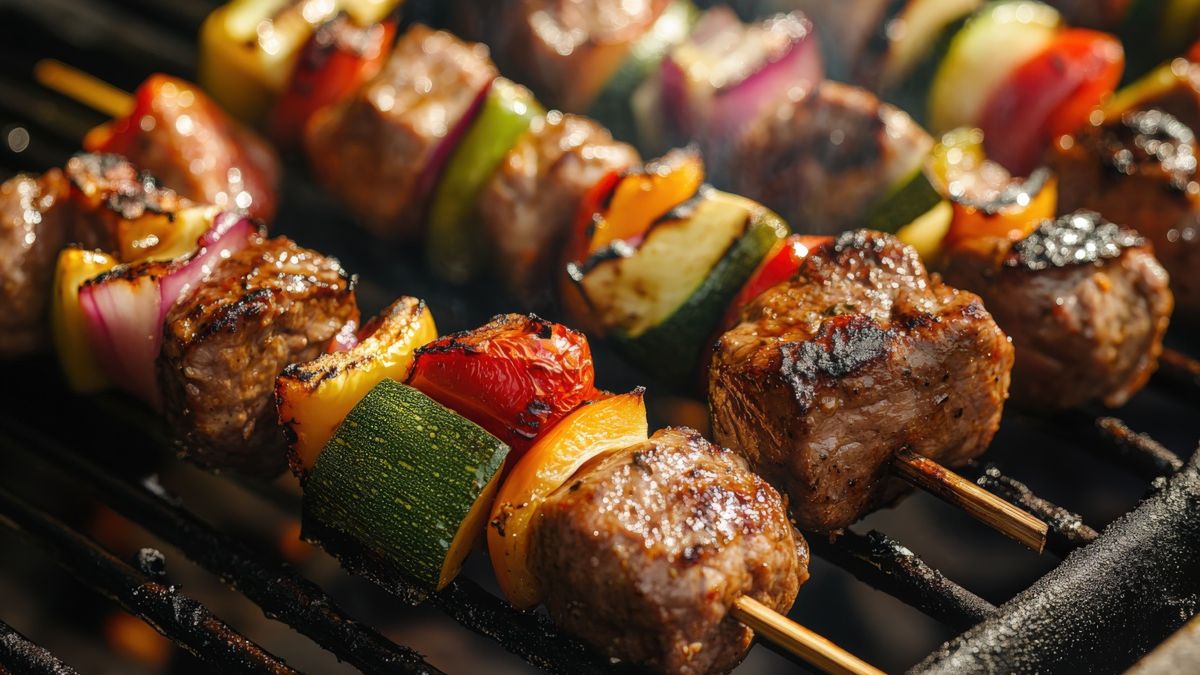 Kolorowe szaszłyki z grilla
