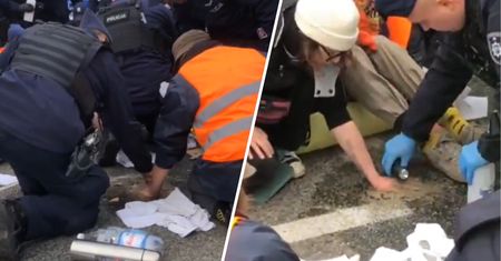 Ostatnie Pokolenie protestuje w Warszawie. Przykleili się do drogi