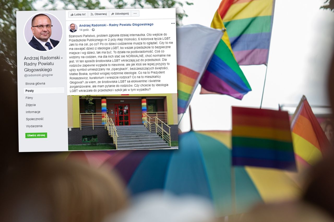 Tęczowe wejście do przedszkola. Radny Andrzej Radomski oburzony, pisze o LGBT