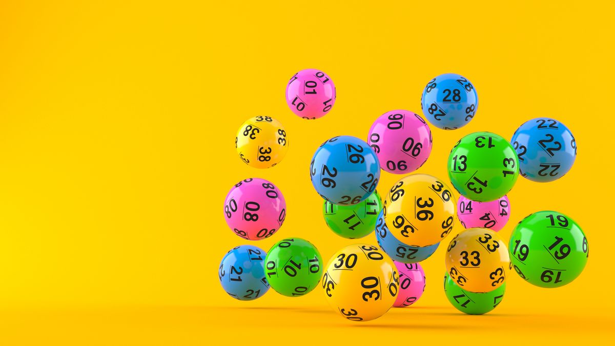 Lottery balls isolated on orange background